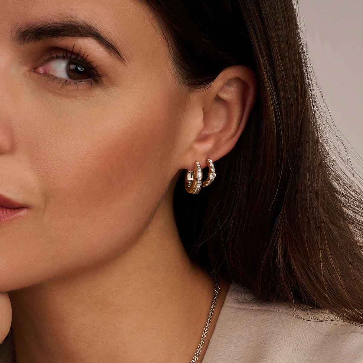 Ti Sento Yellow Gold Plated Cubic Zirconia Tapered Hoop Earrings 78049ZY - Michael Jones Jeweller