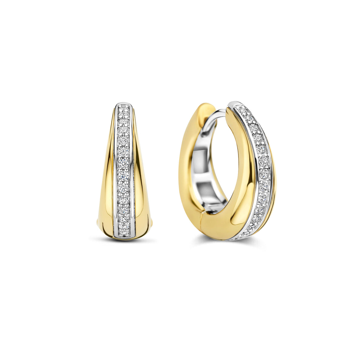 Ti Sento Yellow Gold Plated Cubic Zirconia Tapered Hoop Earrings 78049ZY - Michael Jones Jeweller