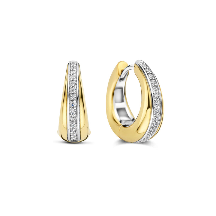 Ti Sento Yellow Gold Plated Cubic Zirconia Tapered Hoop Earrings 78049ZY