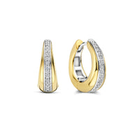 Ti Sento Yellow Gold Plated Cubic Zirconia Tapered Hoop Earrings 78049ZY
