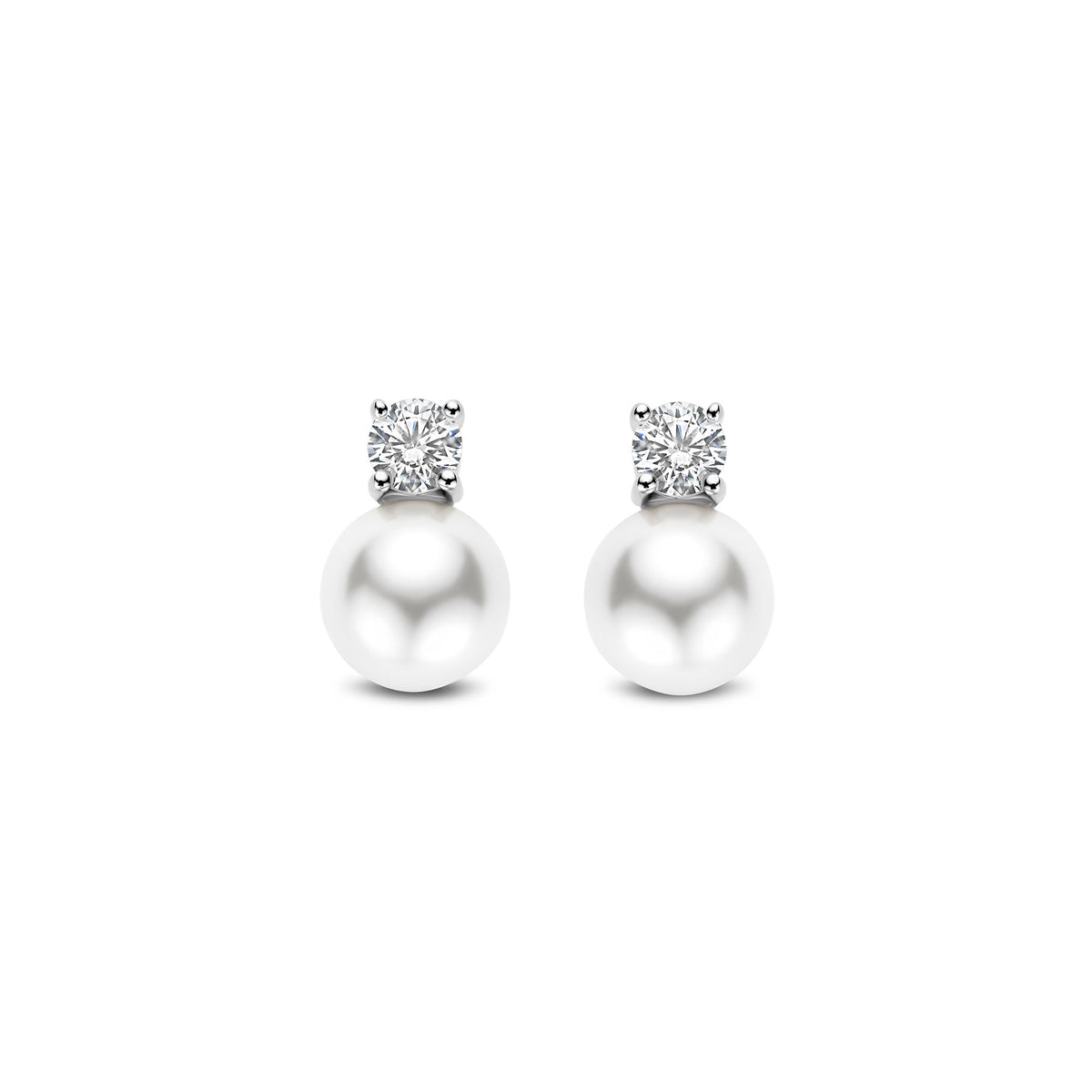 Ti Sento Synthetic Pearl and Cubic Zirconia Stud Earrings 78060PW