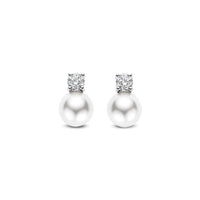 Ti Sento Synthetic Pearl and Cubic Zirconia Stud Earrings 78060PW