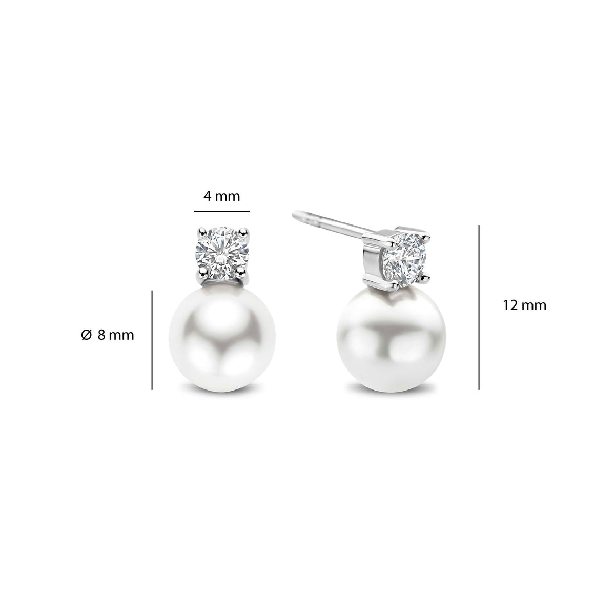 Ti Sento Synthetic Pearl and Cubic Zirconia Stud Earrings 78060PW
