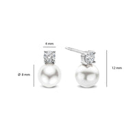 Ti Sento Synthetic Pearl and Cubic Zirconia Stud Earrings 78060PW