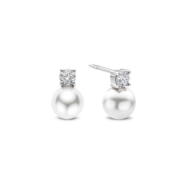 Ti Sento Synthetic Pearl and Cubic Zirconia Stud Earrings 78060PW