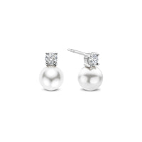 Ti Sento Synthetic Pearl and Cubic Zirconia Stud Earrings 78060PW
