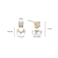 Ti Sento Yellow Gold Plated Synthetic Pearl and Cubic Zirconia Stud Earrings 78060YP