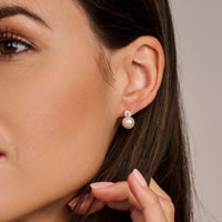 Ti Sento Yellow Gold Plated Synthetic Pearl and Cubic Zirconia Stud Earrings 78060YP