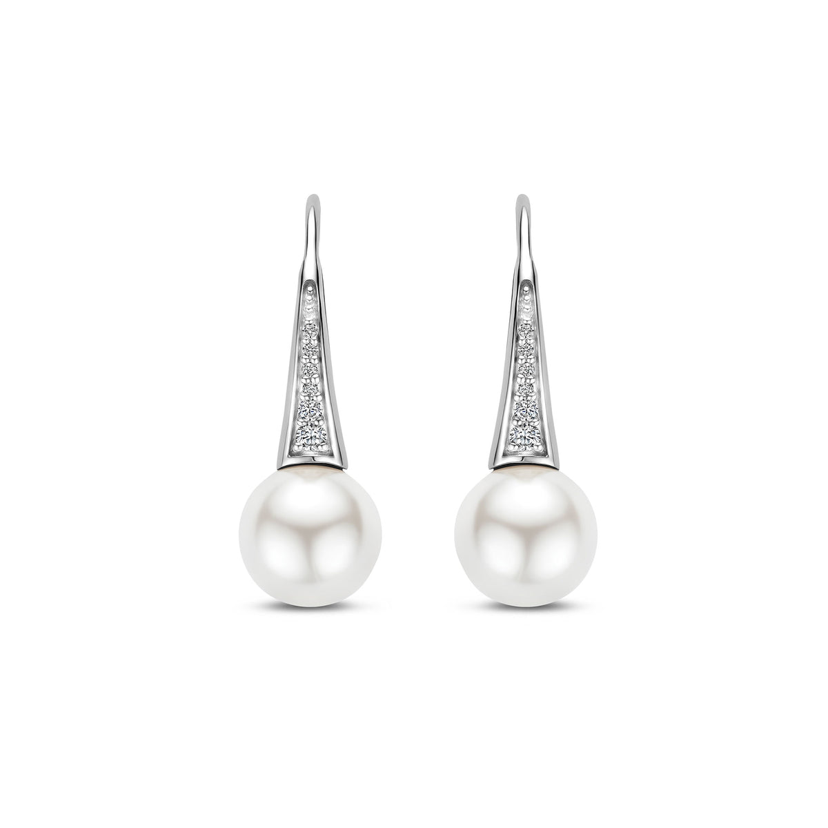 Ti Sento Synthetic Pearl and Cubic Zirconia Drop Earrings 78061PW - Michael Jones Jeweller