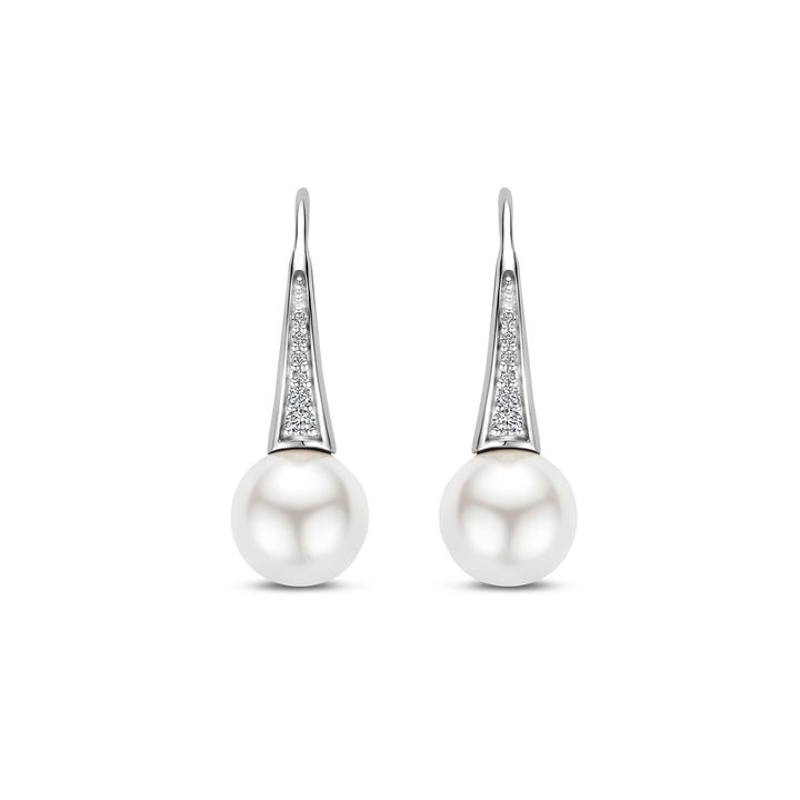 Ti Sento Synthetic Pearl and Cubic Zirconia Drop Earrings 78061PW