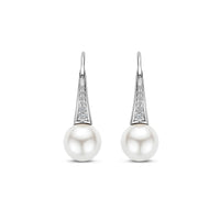 Ti Sento Synthetic Pearl and Cubic Zirconia Drop Earrings 78061PW