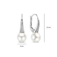 Ti Sento Synthetic Pearl and Cubic Zirconia Drop Earrings 78061PW