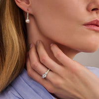 Ti Sento Synthetic Pearl and Cubic Zirconia Drop Earrings 78061PW