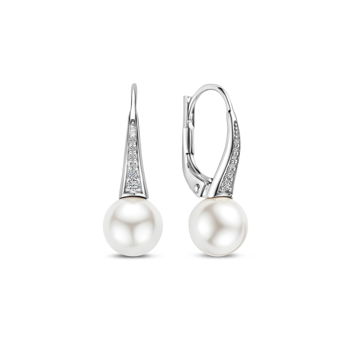 Ti Sento Synthetic Pearl and Cubic Zirconia Drop Earrings 78061PW - Michael Jones Jeweller