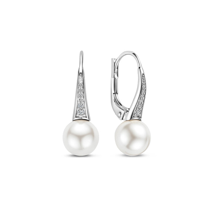 Ti Sento Synthetic Pearl and Cubic Zirconia Drop Earrings 78061PW