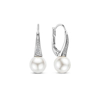 Ti Sento Synthetic Pearl and Cubic Zirconia Drop Earrings 78061PW