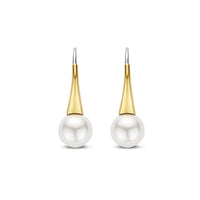 Ti Sento Yellow Gold Plated Synthetic Pearl Drop Earrings 78062YP - Michael Jones Jeweller