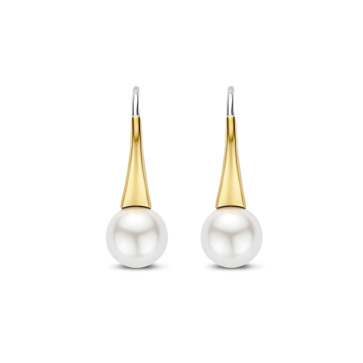 Ti Sento Yellow Gold Plated Synthetic Pearl Drop Earrings 78062YP - Michael Jones Jeweller