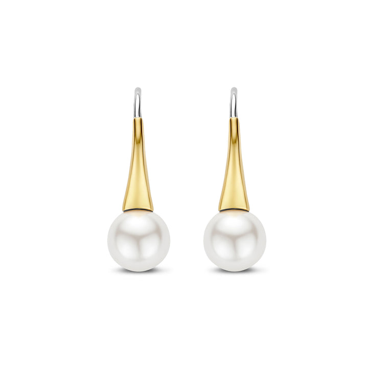 Ti Sento Yellow Gold Plated Synthetic Pearl Drop Earrings 78062YP