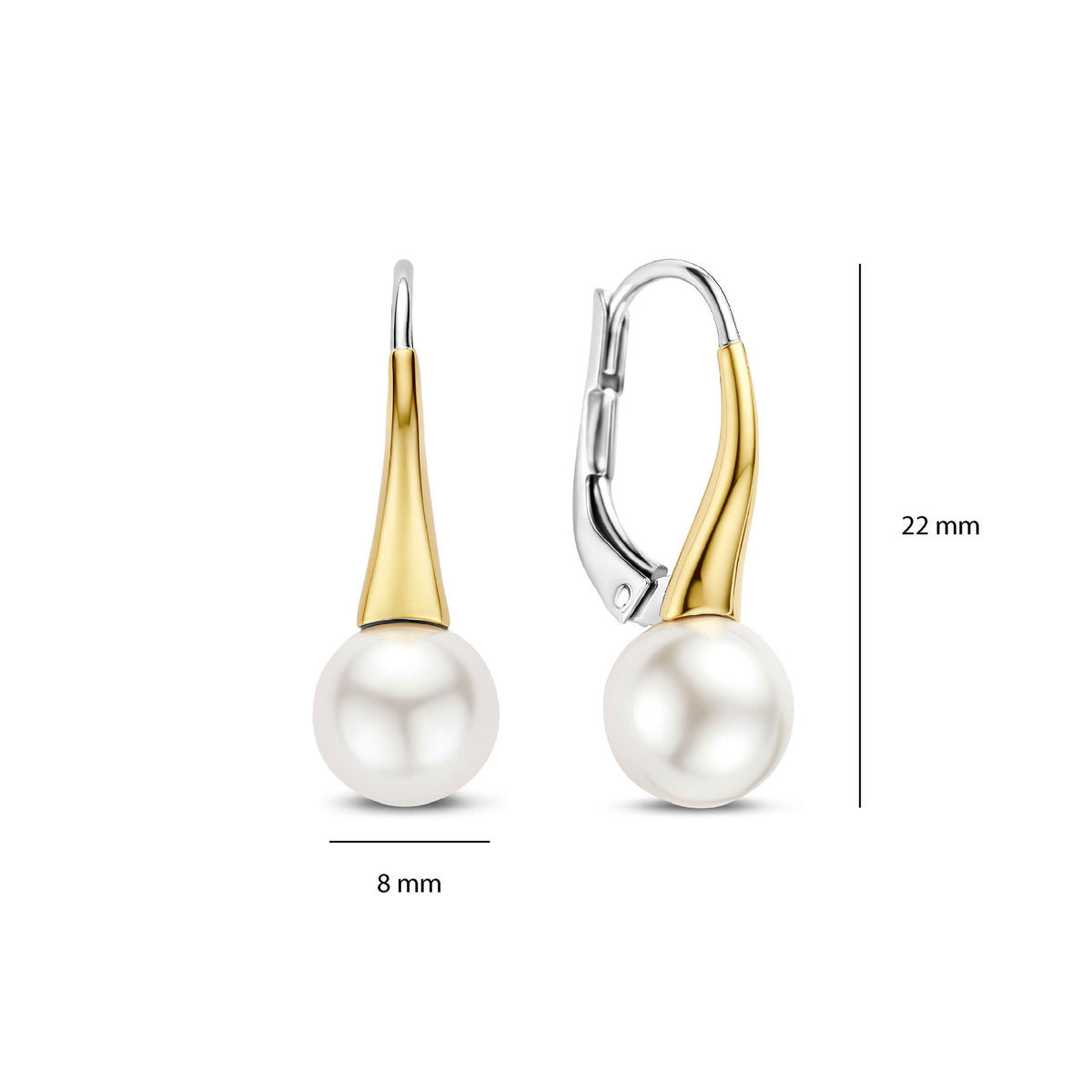 Ti Sento Yellow Gold Plated Synthetic Pearl Drop Earrings 78062YP - Michael Jones Jeweller