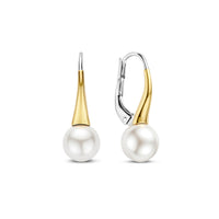 Ti Sento Yellow Gold Plated Synthetic Pearl Drop Earrings 78062YP - Michael Jones Jeweller