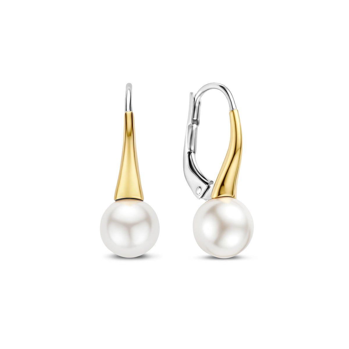 Ti Sento Yellow Gold Plated Synthetic Pearl Drop Earrings 78062YP - Michael Jones Jeweller