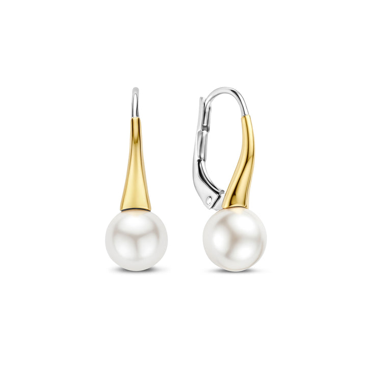 Ti Sento Yellow Gold Plated Synthetic Pearl Drop Earrings 78062YP