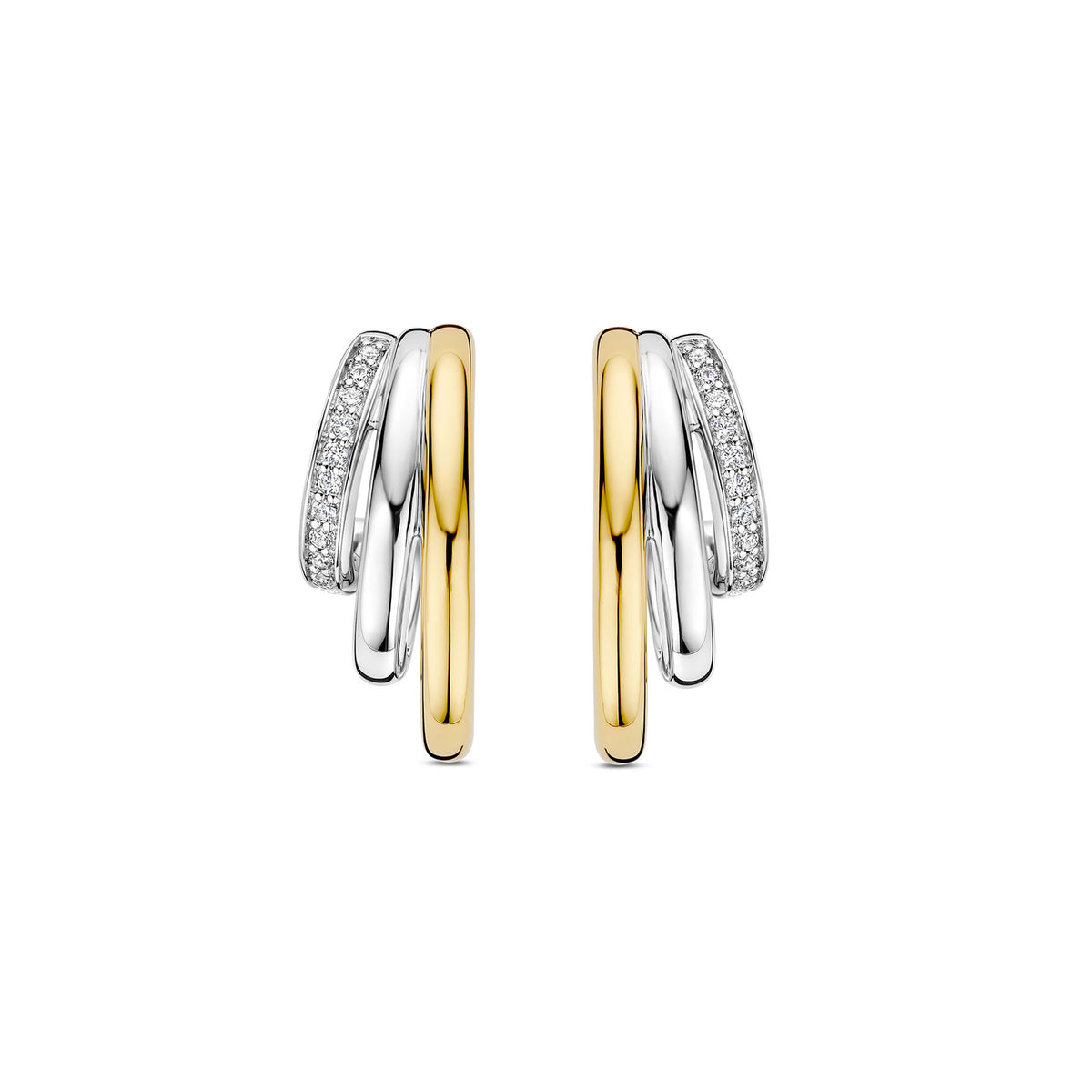 Ti Sento Yellow Gold Plated Cubic Zirconia Graduated Half Hoop Earrings 78068ZY - Michael Jones Jeweller