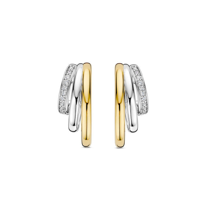 Ti Sento Yellow Gold Plated Cubic Zirconia Graduated Half Hoop Earrings 78068ZY
