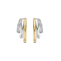 Ti Sento Yellow Gold Plated Cubic Zirconia Graduated Half Hoop Earrings 78068ZY