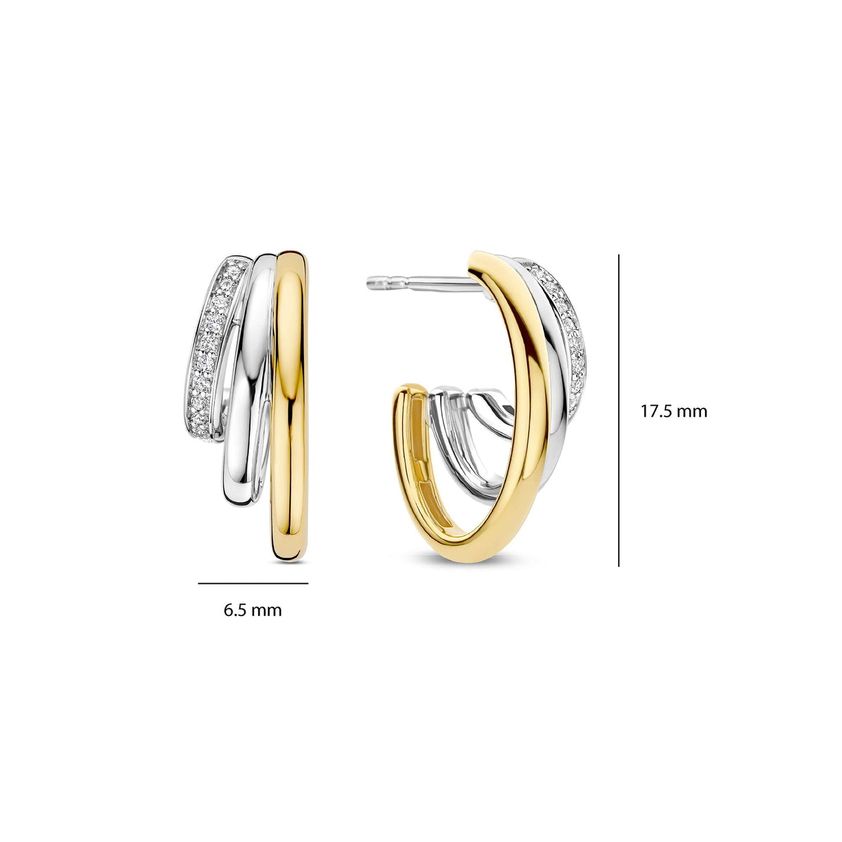 Ti Sento Yellow Gold Plated Cubic Zirconia Graduated Half Hoop Earrings 78068ZY - Michael Jones Jeweller