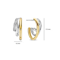 Ti Sento Yellow Gold Plated Cubic Zirconia Graduated Half Hoop Earrings 78068ZY