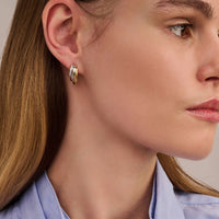 Ti Sento Yellow Gold Plated Cubic Zirconia Graduated Half Hoop Earrings 78068ZY