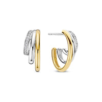 Ti Sento Yellow Gold Plated Cubic Zirconia Graduated Half Hoop Earrings 78068ZY