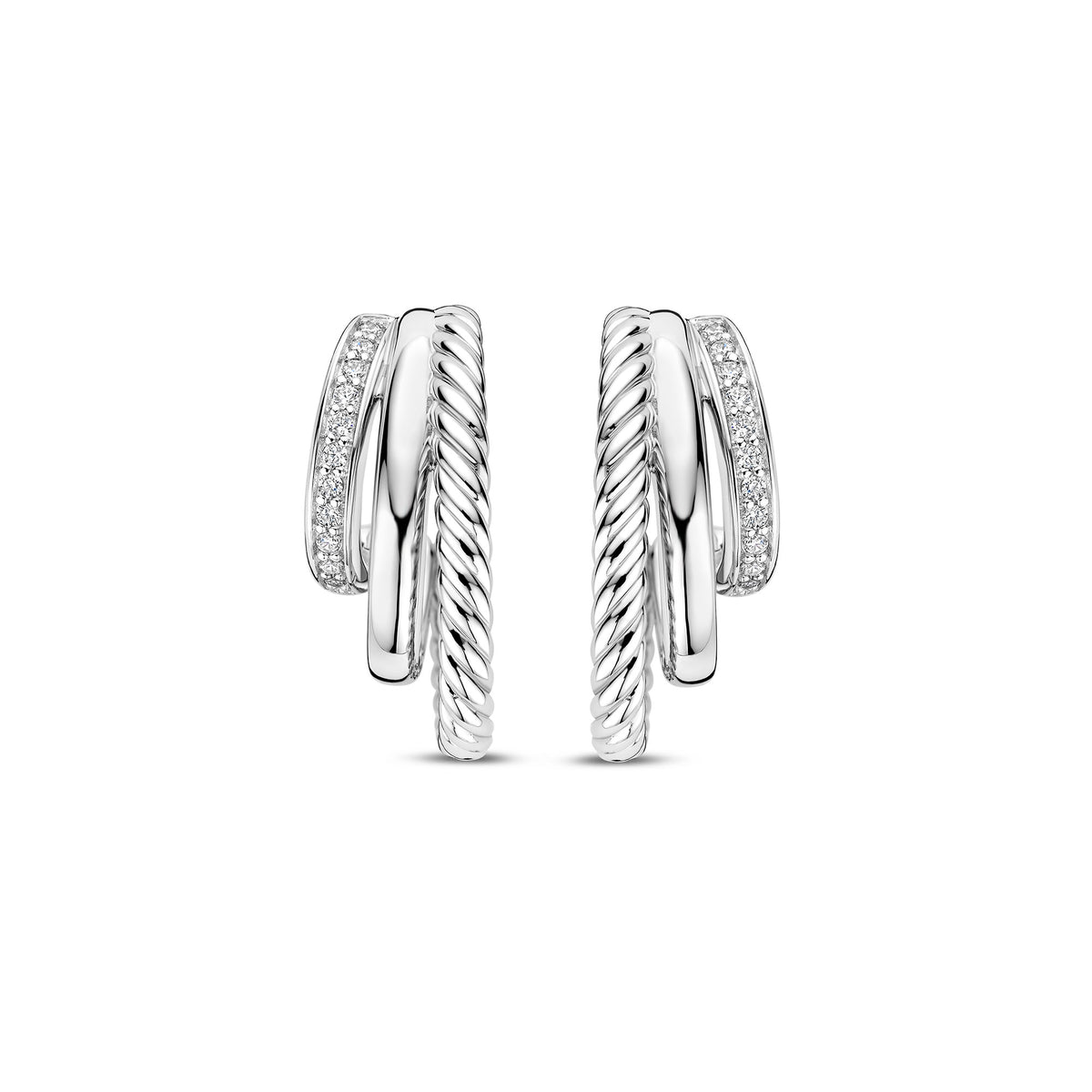 Ti Sento Cubic Zirconia Graduated Half Hoop Earrings 78068ZI - Michael Jones Jeweller