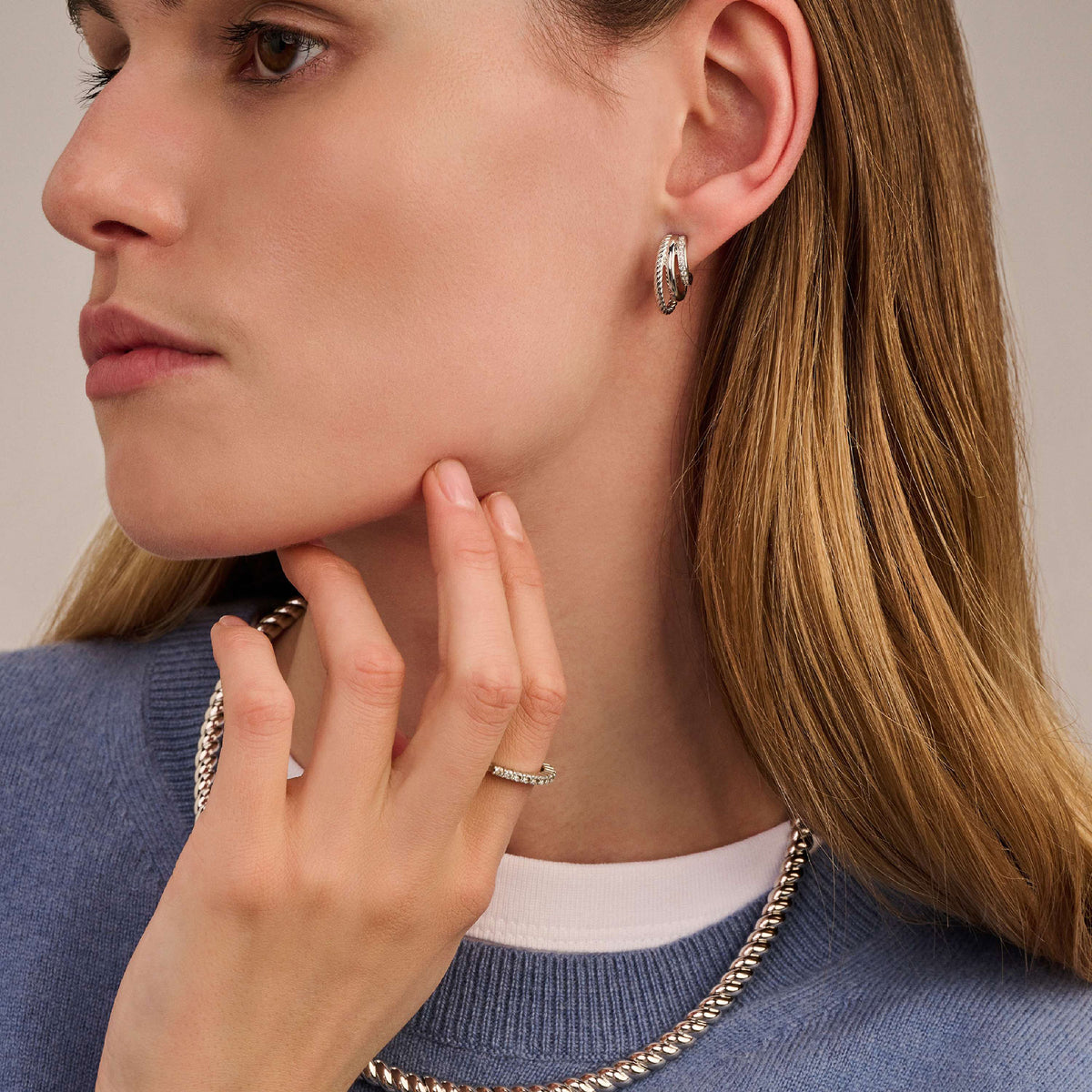 Ti Sento Cubic Zirconia Graduated Half Hoop Earrings 78068ZI - Michael Jones Jeweller