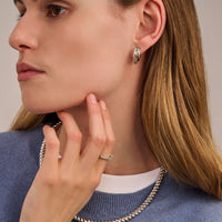 Ti Sento Cubic Zirconia Graduated Half Hoop Earrings 78068ZI