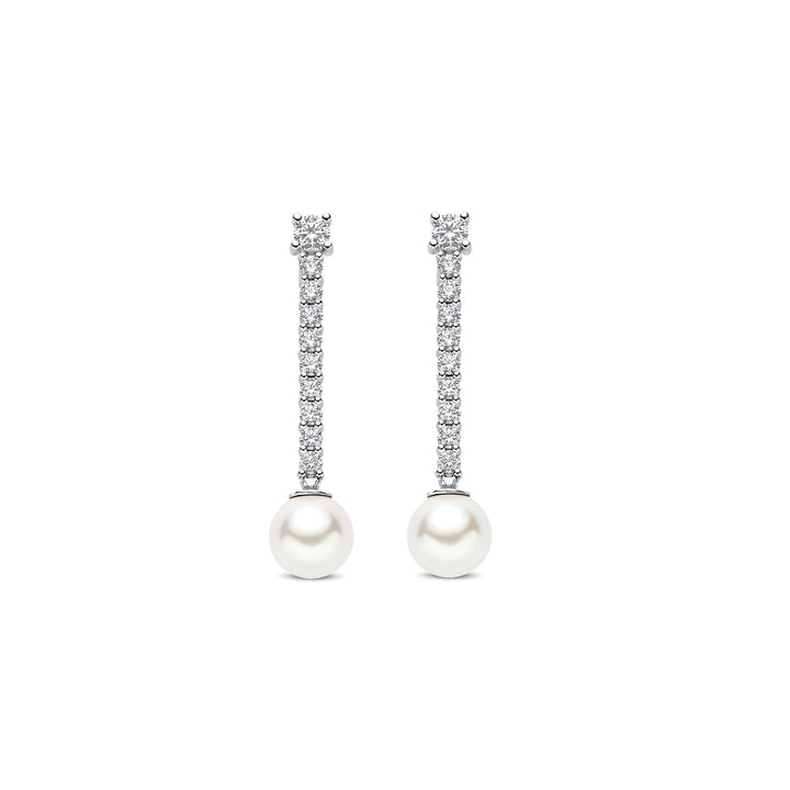Ti Sento Synthetic Pearl and Cubic Zirconia Drop Earrings 78070PW