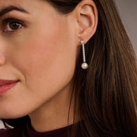 Ti Sento Synthetic Pearl and Cubic Zirconia Drop Earrings 78070PW