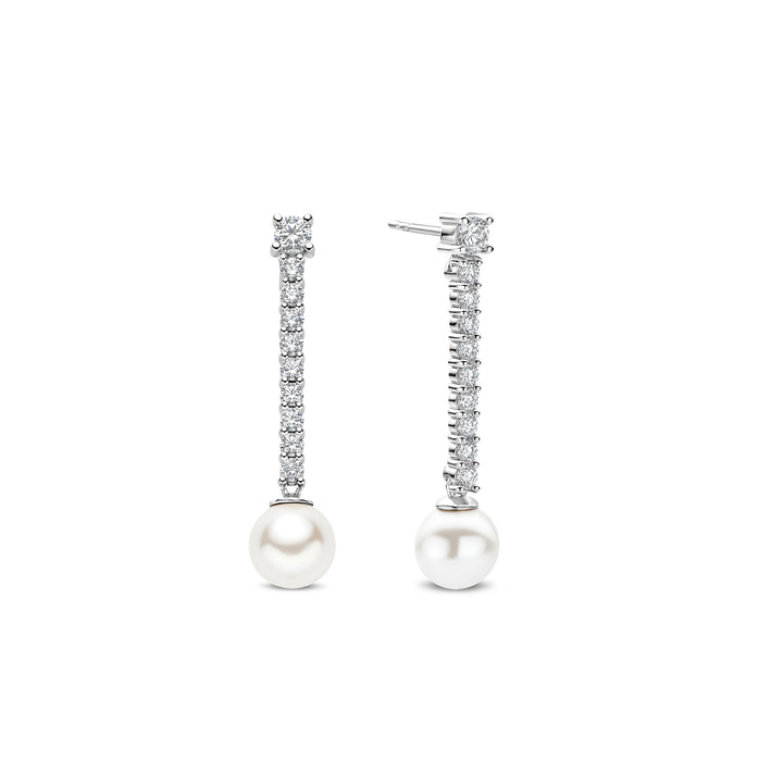 Ti Sento Synthetic Pearl and Cubic Zirconia Drop Earrings 78070PW