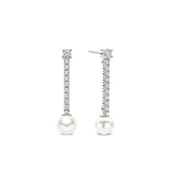 Ti Sento Synthetic Pearl and Cubic Zirconia Drop Earrings 78070PW