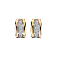 Ti Sento Cubic Zirconia Yellow and Rose Gold Plated Triple Hoop Earrings 78072TZ