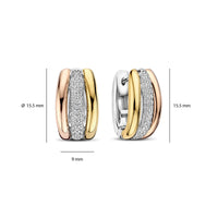 Ti Sento Cubic Zirconia Yellow and Rose Gold Plated Triple Hoop Earrings 78072TZ
