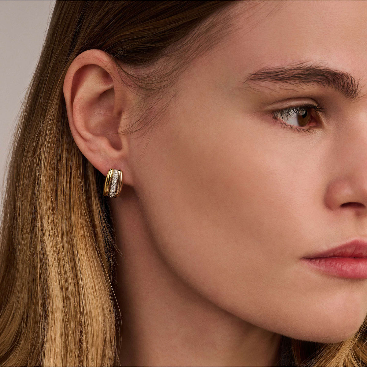 Ti Sento Cubic Zirconia Yellow and Rose Gold Plated Triple Hoop Earrings 78072TZ - Michael Jones Jeweller