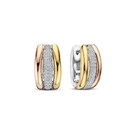 Ti Sento Cubic Zirconia Yellow and Rose Gold Plated Triple Hoop Earrings 78072TZ