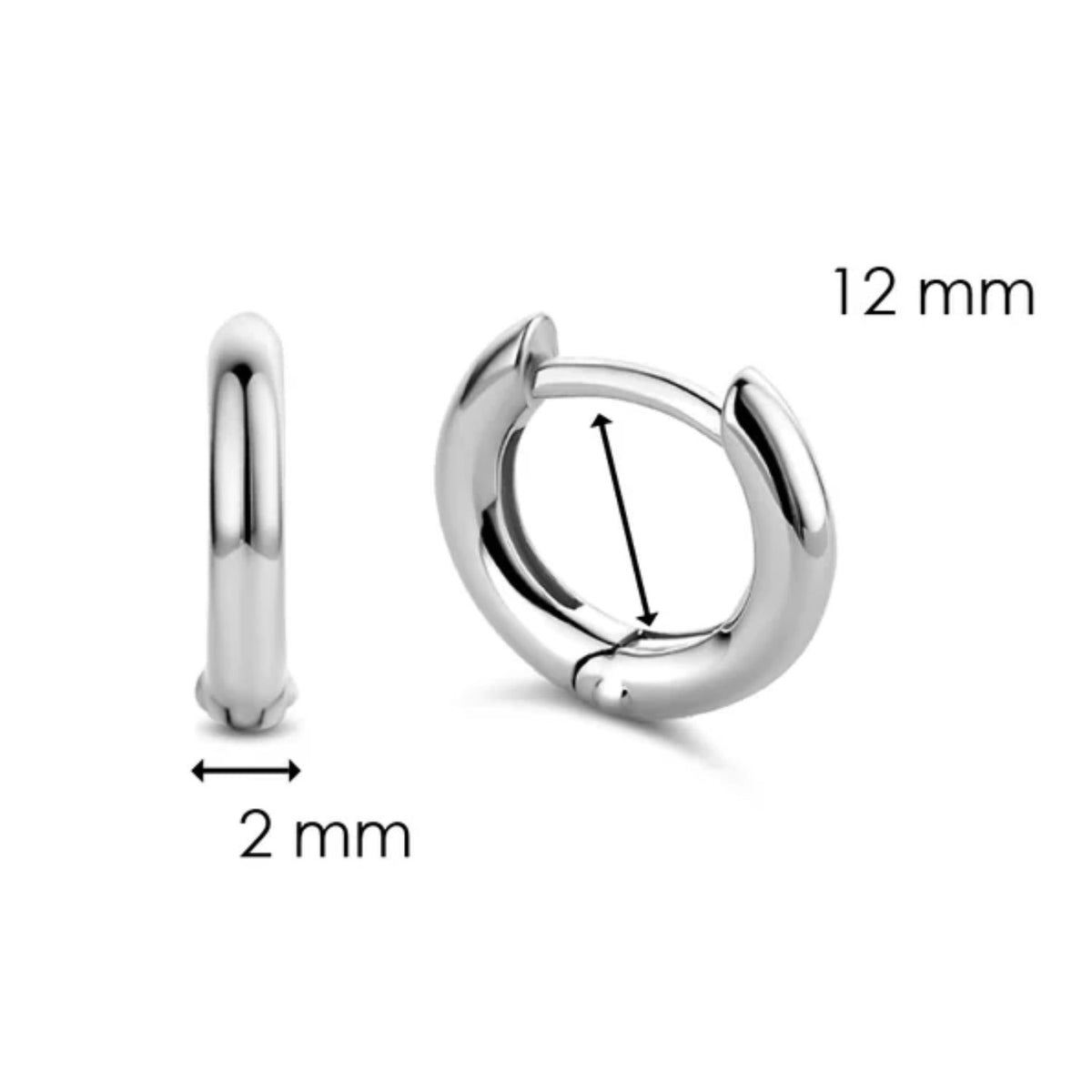 Ti Sento Silver Plain Huggy 12mm Hoop Earrings 7811SI - Michael Jones Jeweller