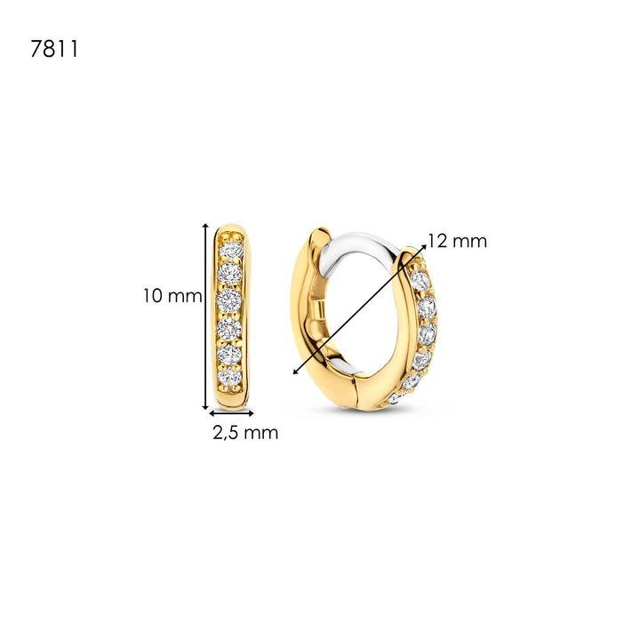 Ti Sento Yellow Gold Plated Cubic Zirconia 12mm Hoop Earrings 7811ZY