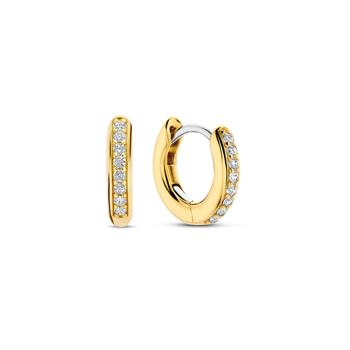 Ti Sento Yellow Gold Plated Cubic Zirconia 12mm Hoop Earrings 7811ZY
