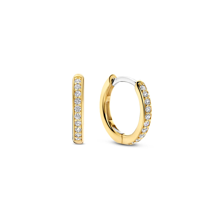 Ti Sento Yellow Gold Plated Cubic Zirconia 14mm Hoop Earrings 7812ZY