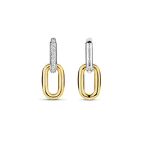 Ti Sento Yellow Gold Plated Cubic Zirconia Oval Link Drop Earrings - Michael Jones Jeweller
